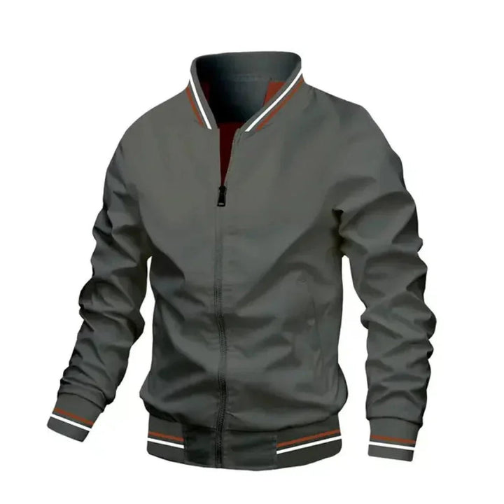 Men's Lightweight Striped Ribbed-Cuff Bomber Jacket