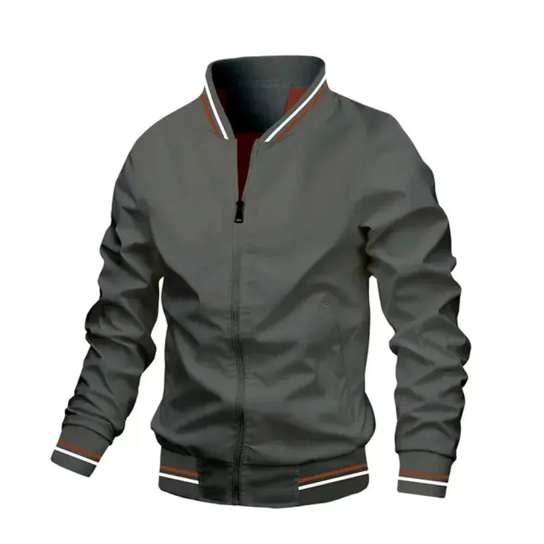 Men's Lightweight Striped Ribbed-Cuff Bomber Jacket