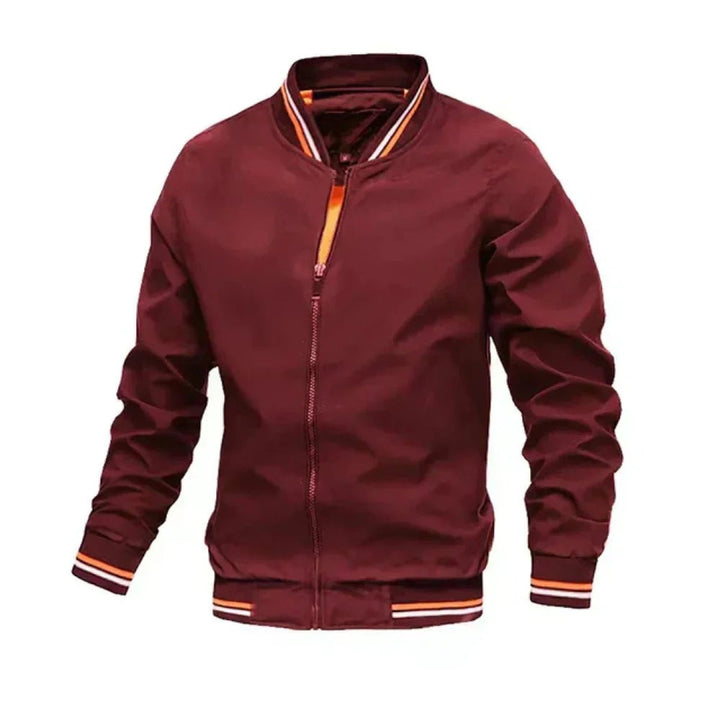 Men's Lightweight Striped Ribbed-Cuff Bomber Jacket