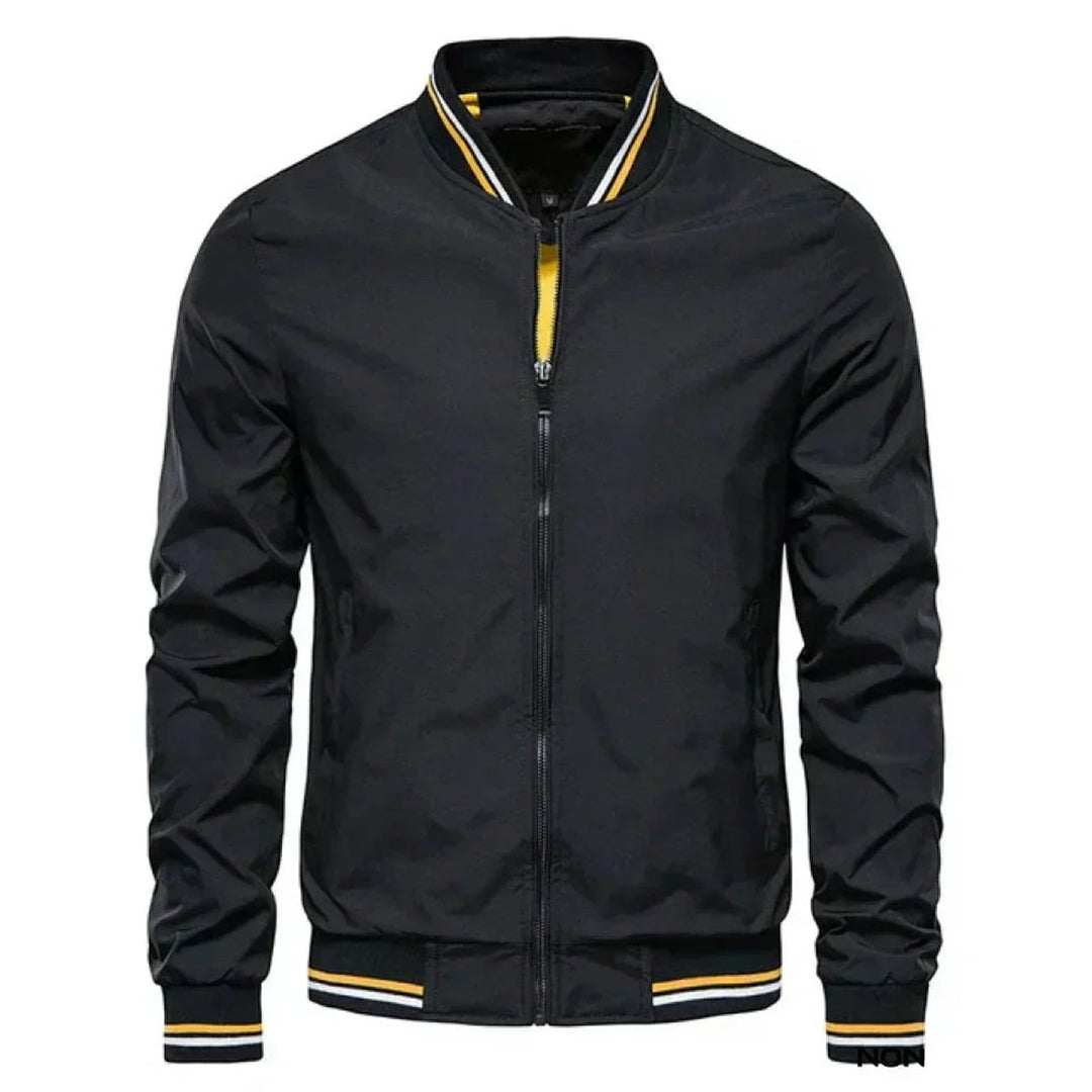Men's Lightweight Striped Ribbed-Cuff Bomber Jacket