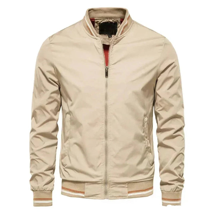 Men's Lightweight Striped Ribbed-Cuff Bomber Jacket