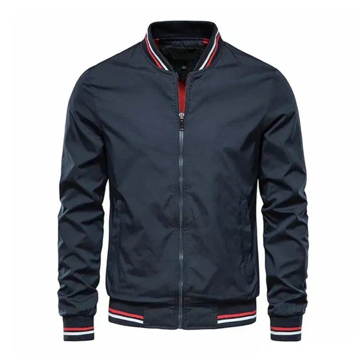 Men's Lightweight Striped Ribbed-Cuff Bomber Jacket
