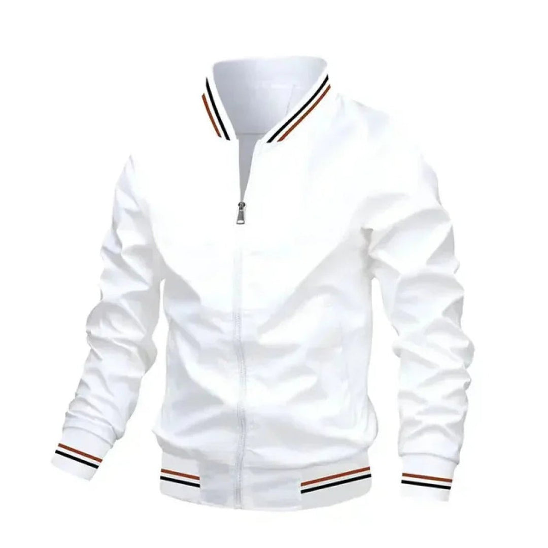 Men's Lightweight Striped Ribbed-Cuff Bomber Jacket