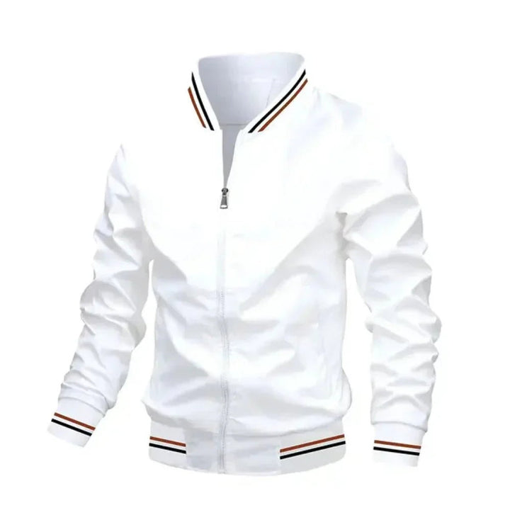 Men's Lightweight Striped Ribbed-Cuff Bomber Jacket