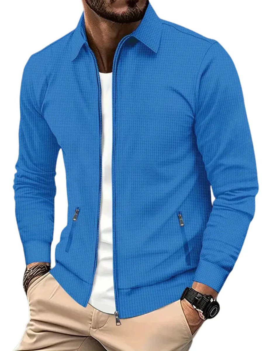 Men's Lightweight Waffle-Knit Full-Zip Jacket
