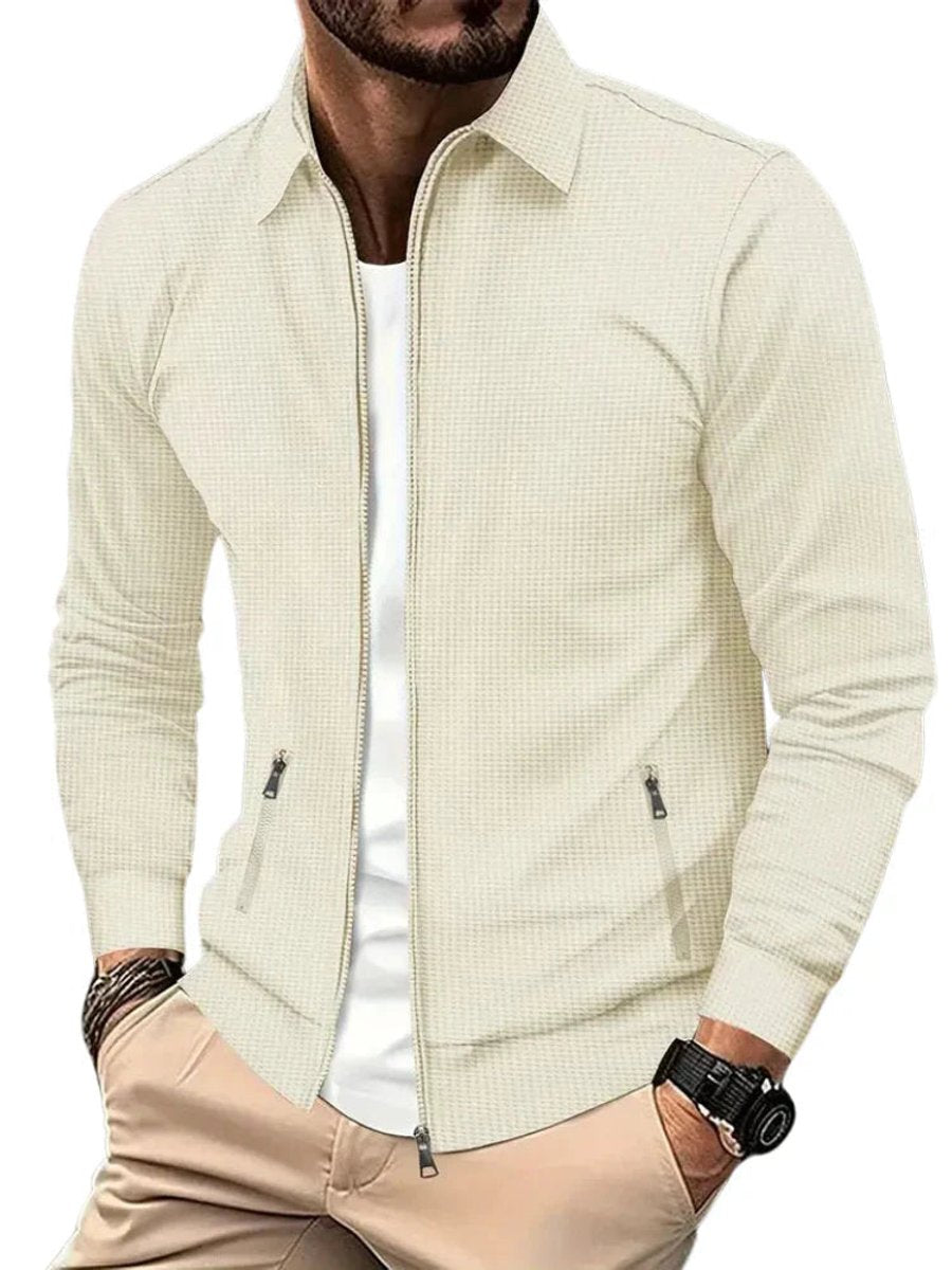 Men's Lightweight Waffle-Knit Full-Zip Jacket