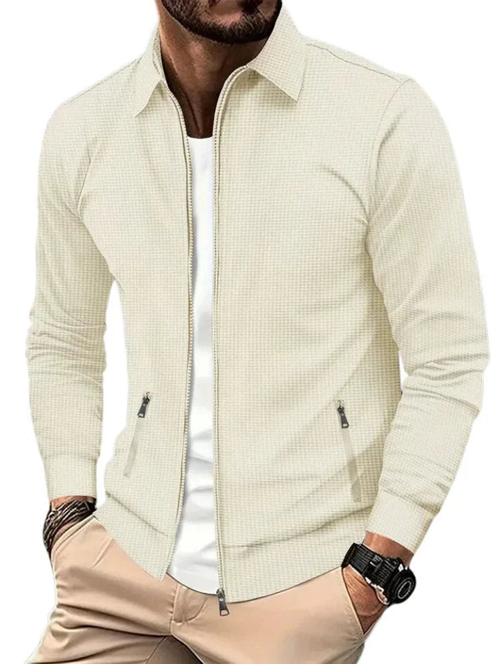 Men's Lightweight Waffle-Knit Full-Zip Jacket