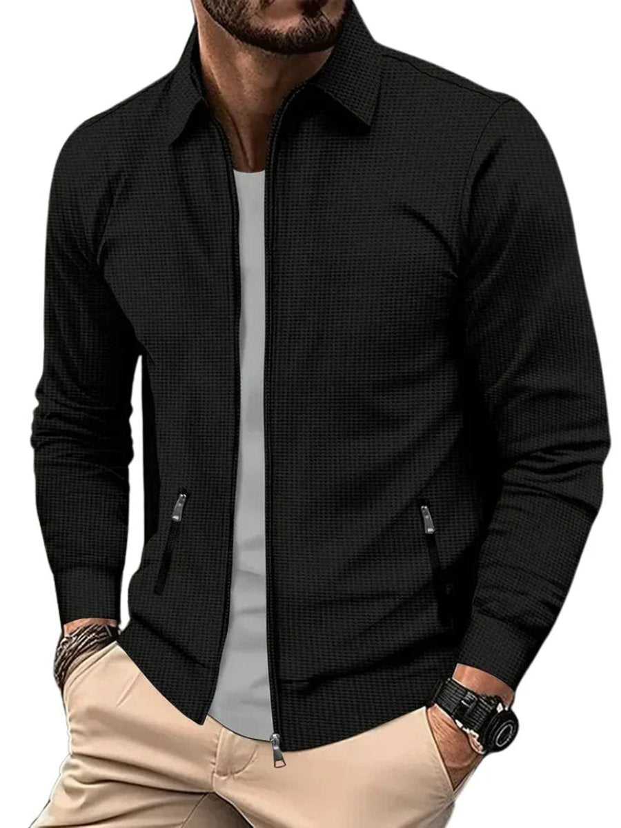 Men's Lightweight Waffle-Knit Full-Zip Jacket