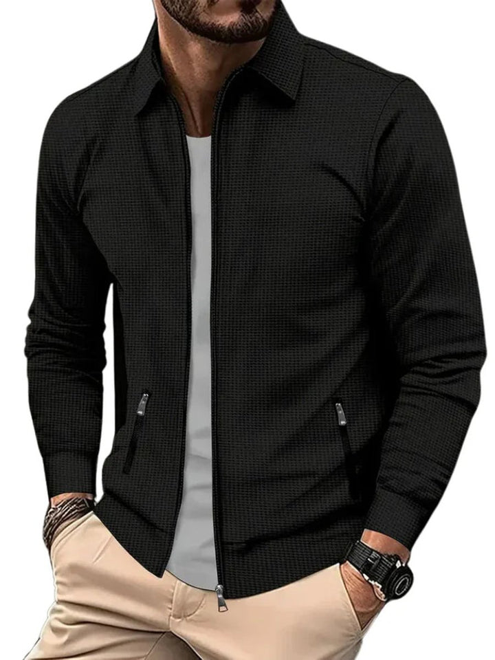 Men's Lightweight Waffle-Knit Full-Zip Jacket