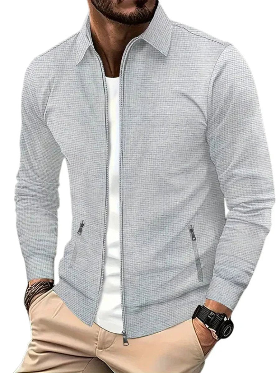 Men's Lightweight Waffle-Knit Full-Zip Jacket