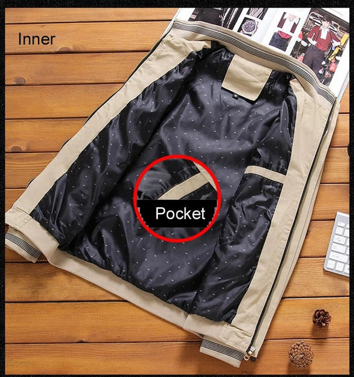 Men's Lightweight Waterproof Bomber Jacket Wind Resistant Zip