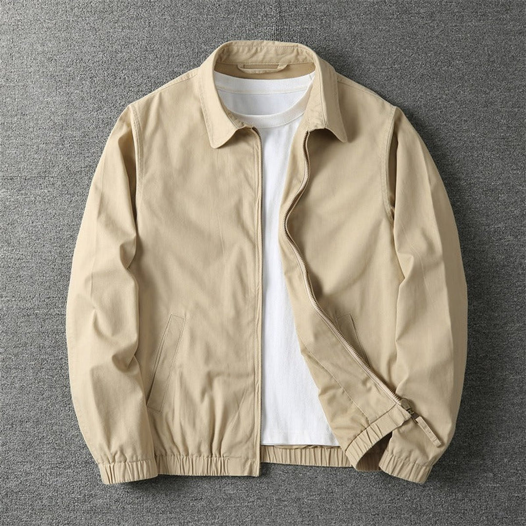 Mens Lightweight Zip-Up Bomber Jacket Elasticated Cuff Coat