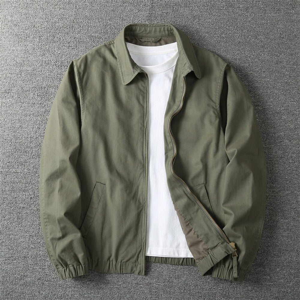 Mens Lightweight Zip-Up Bomber Jacket Elasticated Cuff Coat