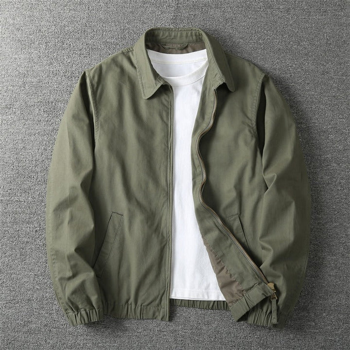 Mens Lightweight Zip-Up Bomber Jacket Elasticated Cuff Coat