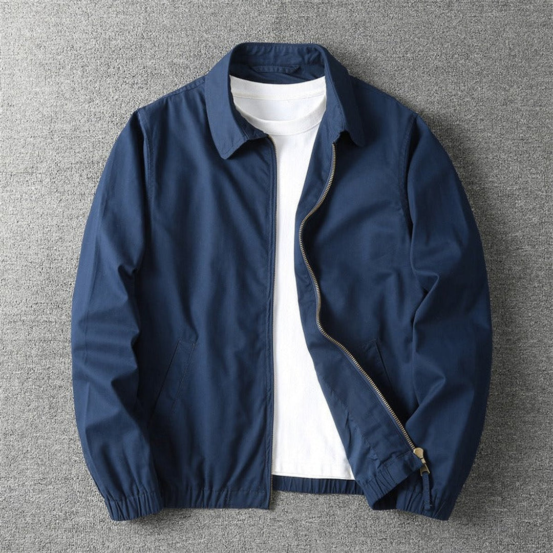 Mens Lightweight Zip-Up Bomber Jacket Elasticated Cuff Coat