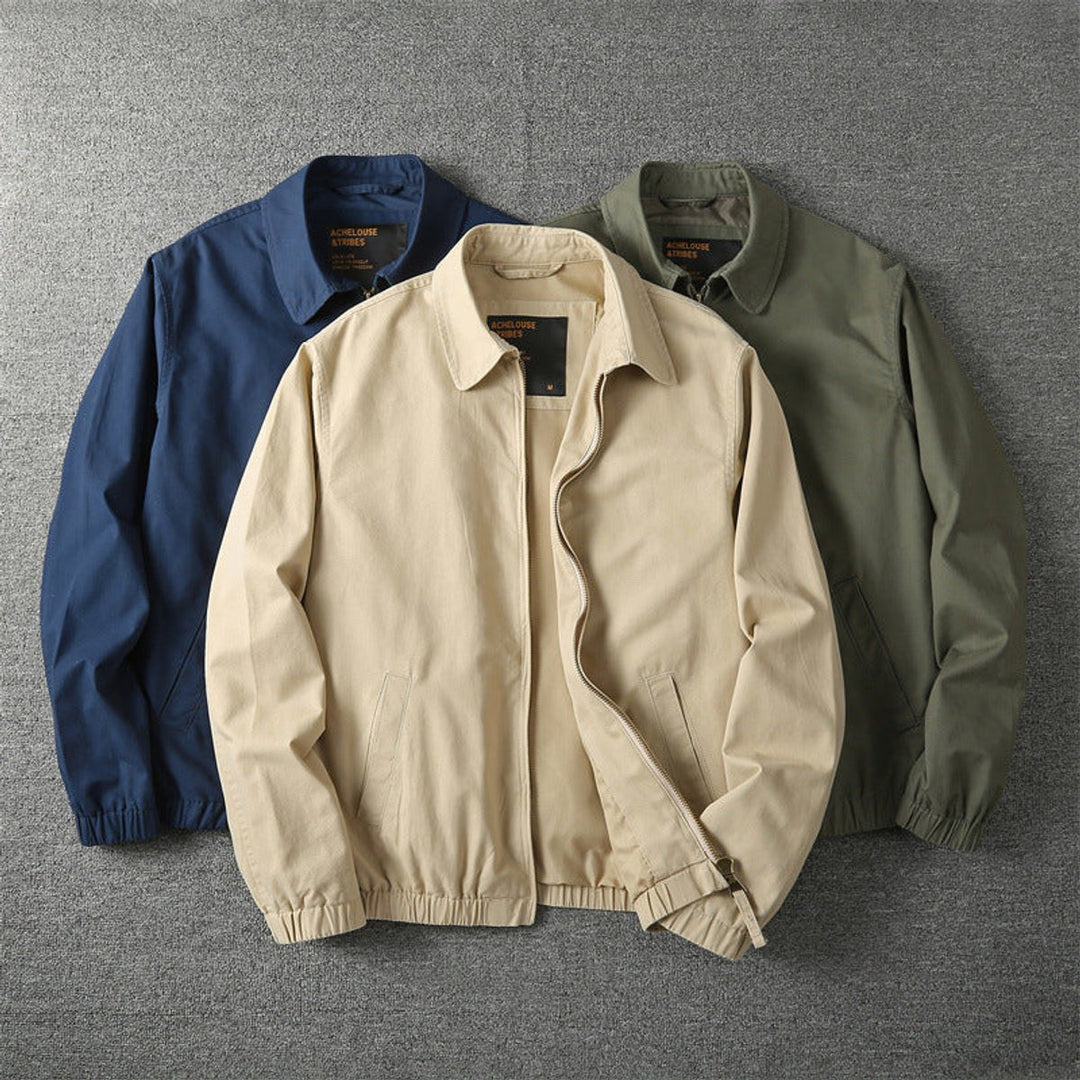 Mens Lightweight Zip-Up Bomber Jacket Elasticated Cuff Coat