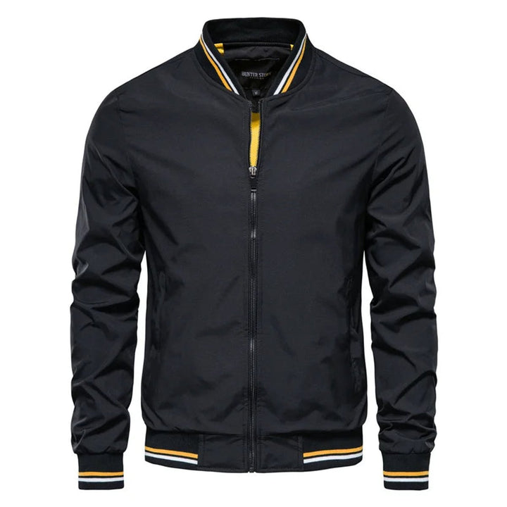 Men's Lightweight Zip-Up Bomber Jacket Ribbed Collar