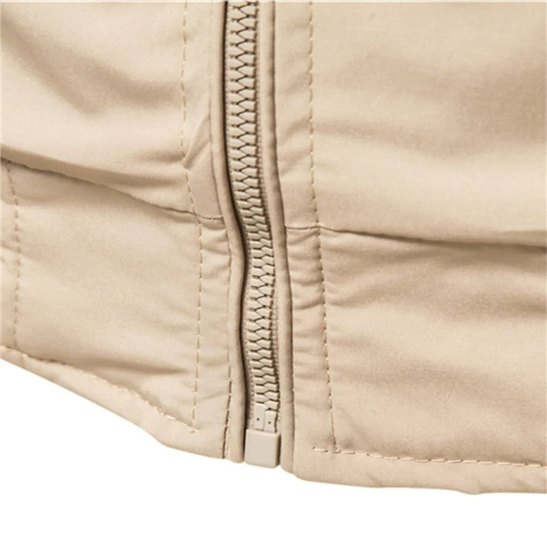 Men's Lightweight Zip-Up Bomber Jacket Ribbed Collar