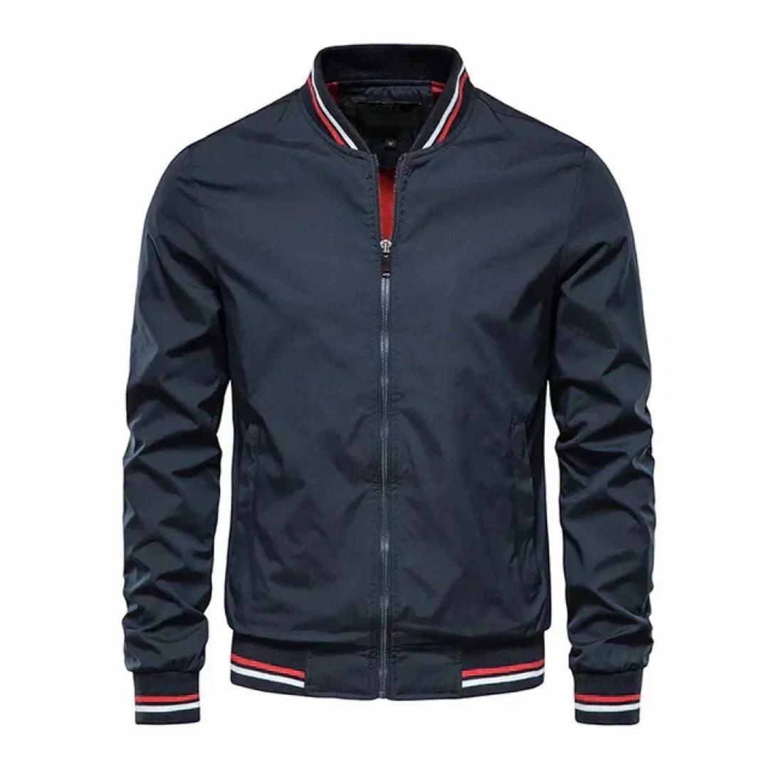 Men's Lightweight Zip-Up Bomber Jacket Ribbed Cuffs