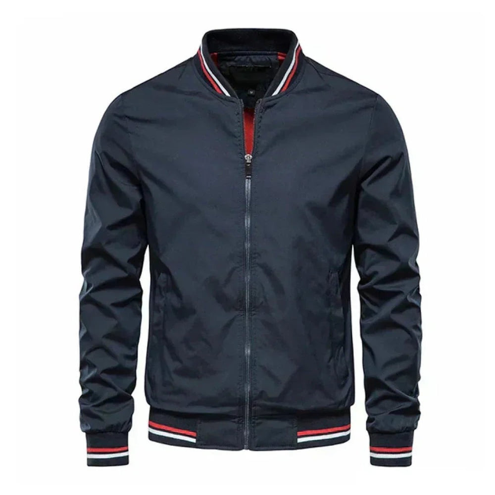 Men's Lightweight Zip-Up Bomber Jacket Ribbed Cuffs