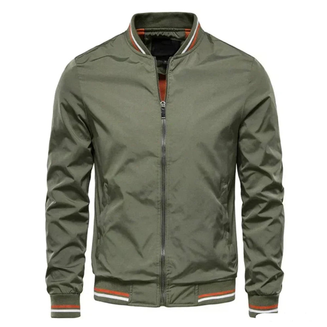 Men's Lightweight Zip-Up Bomber Jacket Ribbed Cuffs