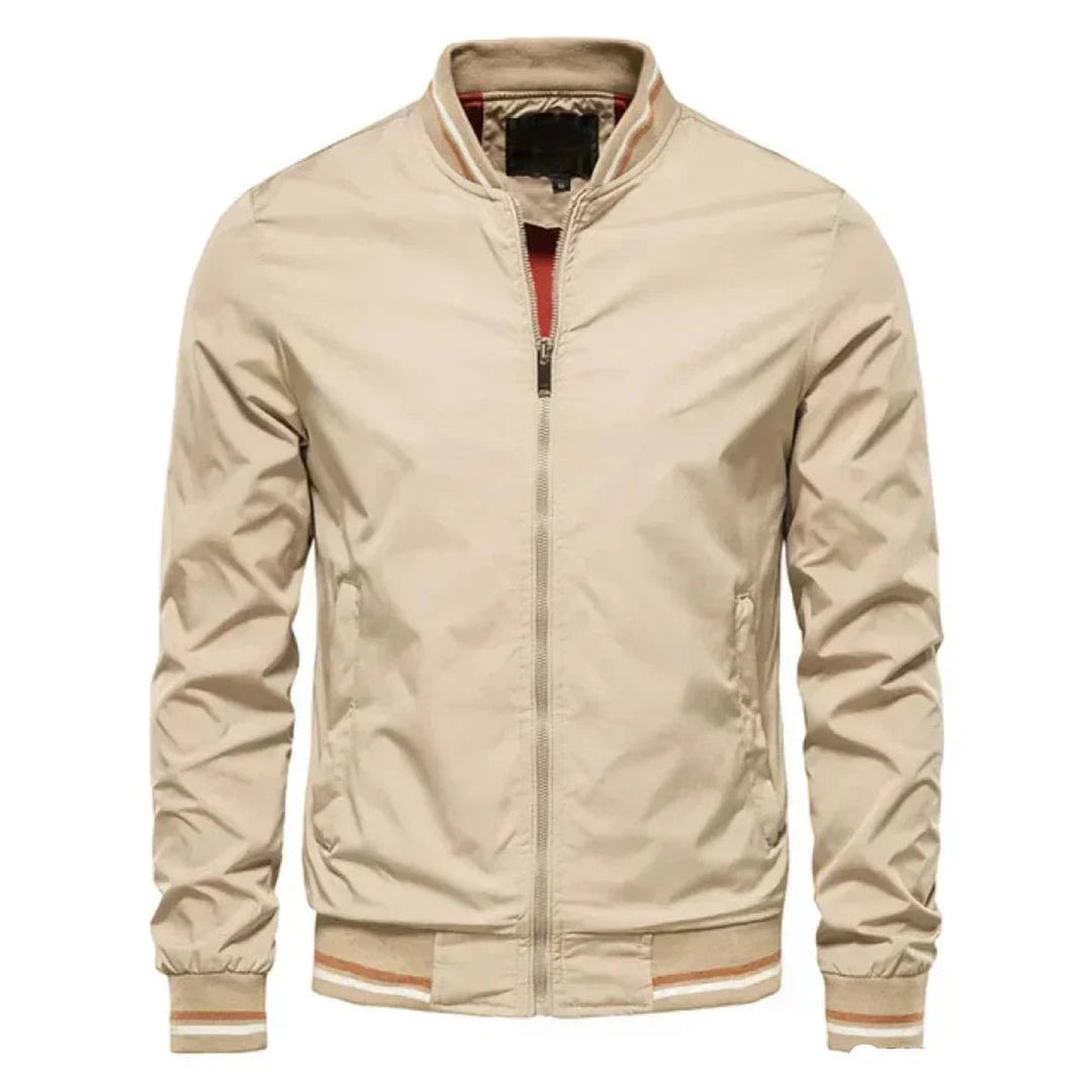 Men's Lightweight Zip-Up Bomber Jacket Ribbed Cuffs