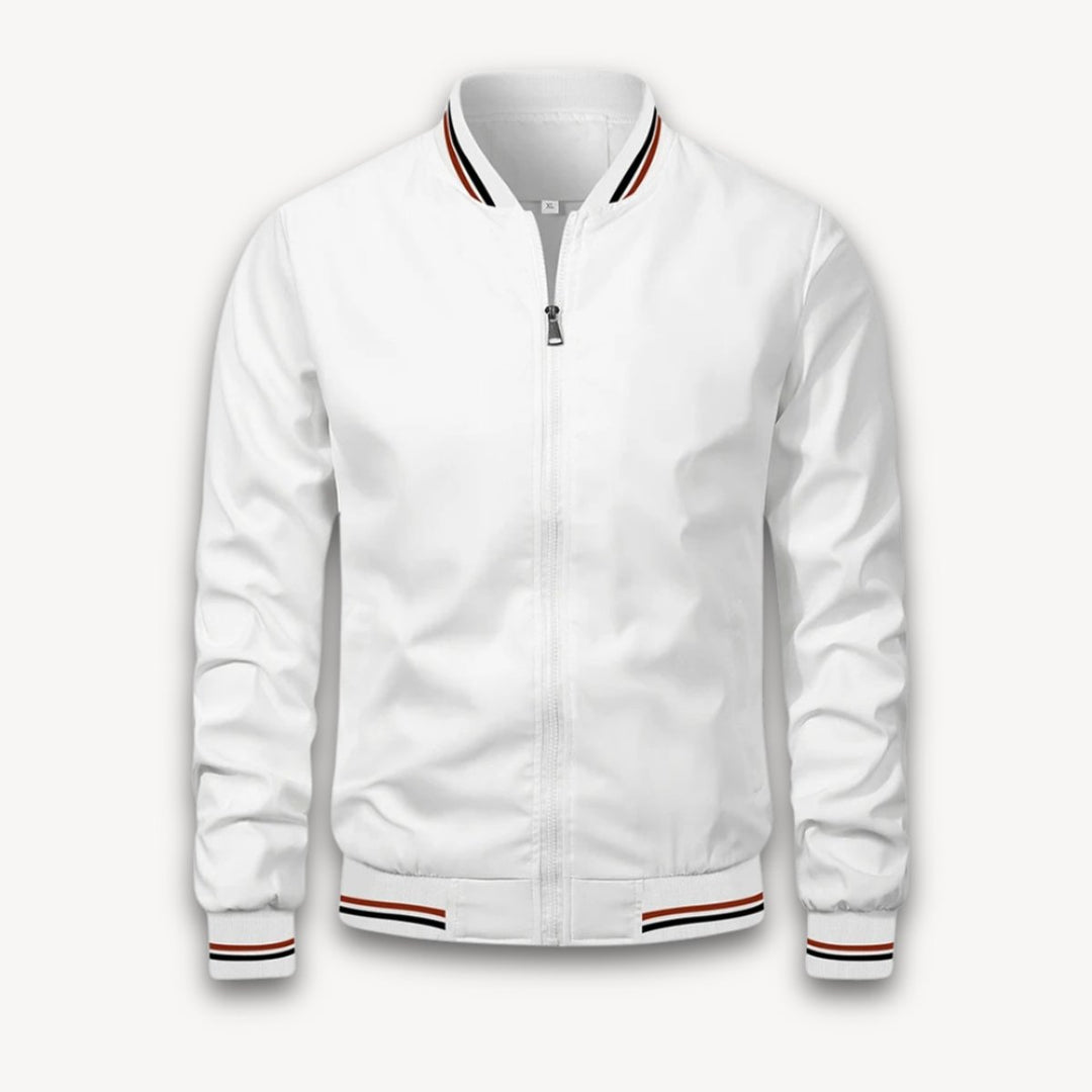 Men's Lightweight Zip-Up Bomber Jacket Windbreaker Ribbed Cuffs