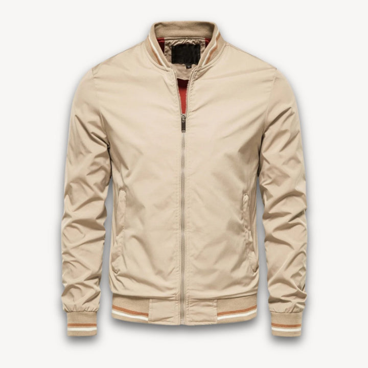 Men's Lightweight Zip-Up Bomber Jacket Windbreaker Ribbed Cuffs