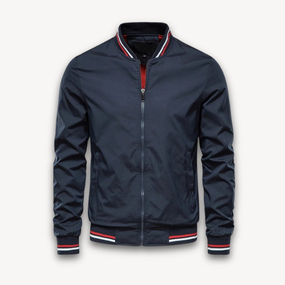 Men's Lightweight Zip-Up Bomber Jacket Windbreaker Ribbed Cuffs