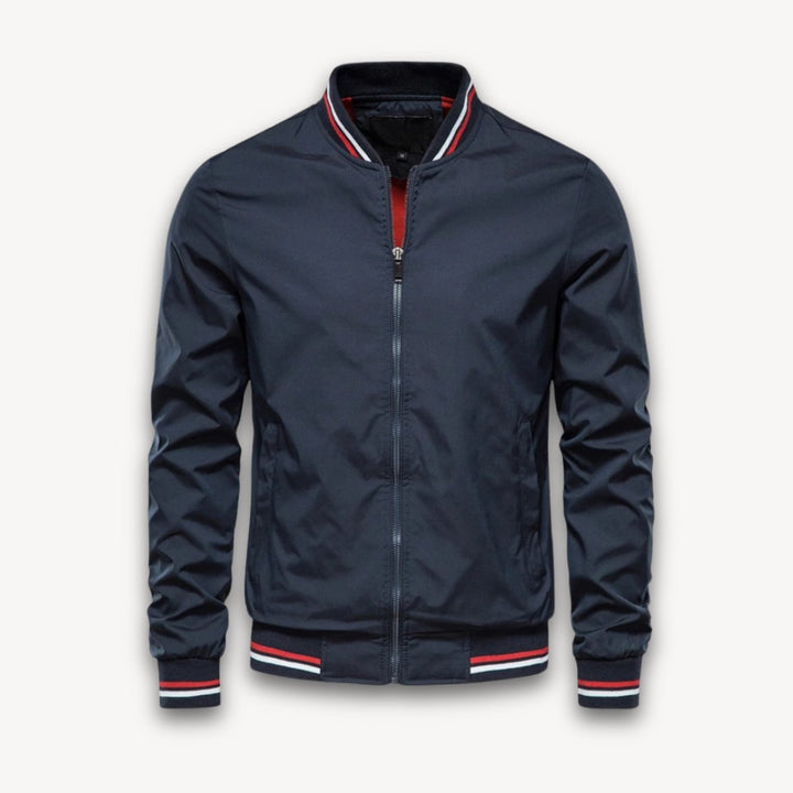 Men's Lightweight Zip-Up Bomber Jacket Windbreaker Ribbed Cuffs