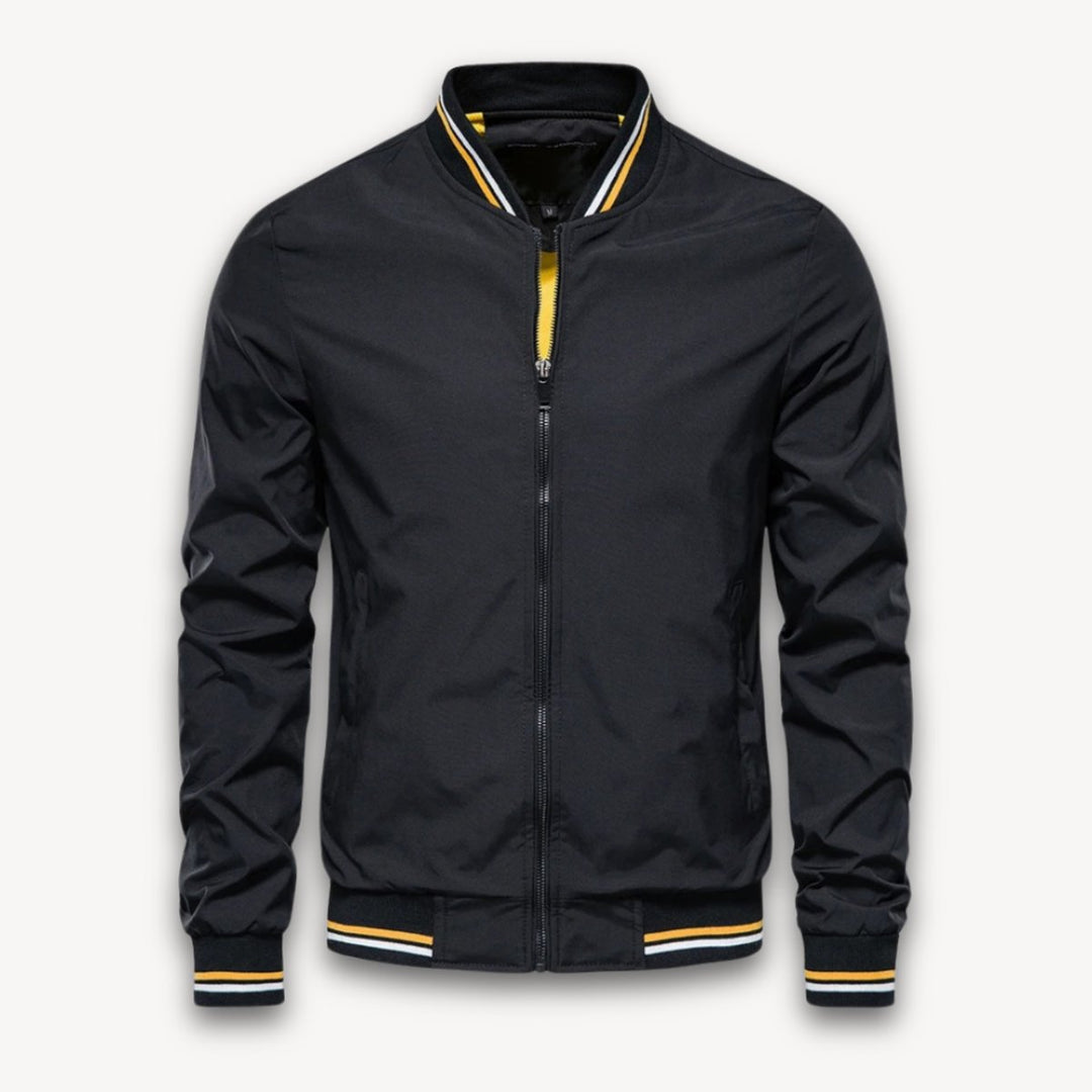 Men's Lightweight Zip-Up Bomber Jacket Windbreaker Ribbed Cuffs