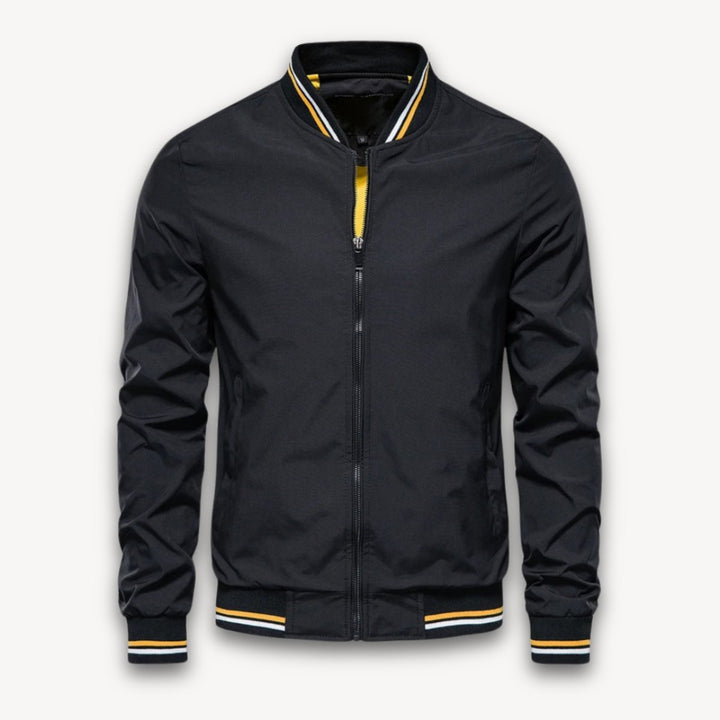 Men's Lightweight Zip-Up Bomber Jacket Windbreaker Ribbed Cuffs