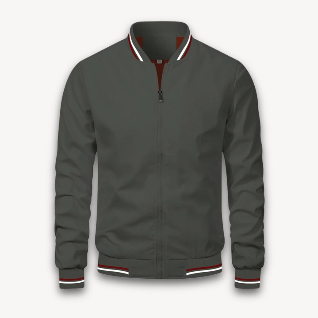 Men's Lightweight Zip-Up Bomber Jacket Windbreaker Ribbed Cuffs
