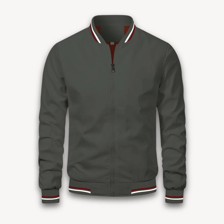 Men's Lightweight Zip-Up Bomber Jacket Windbreaker Ribbed Cuffs