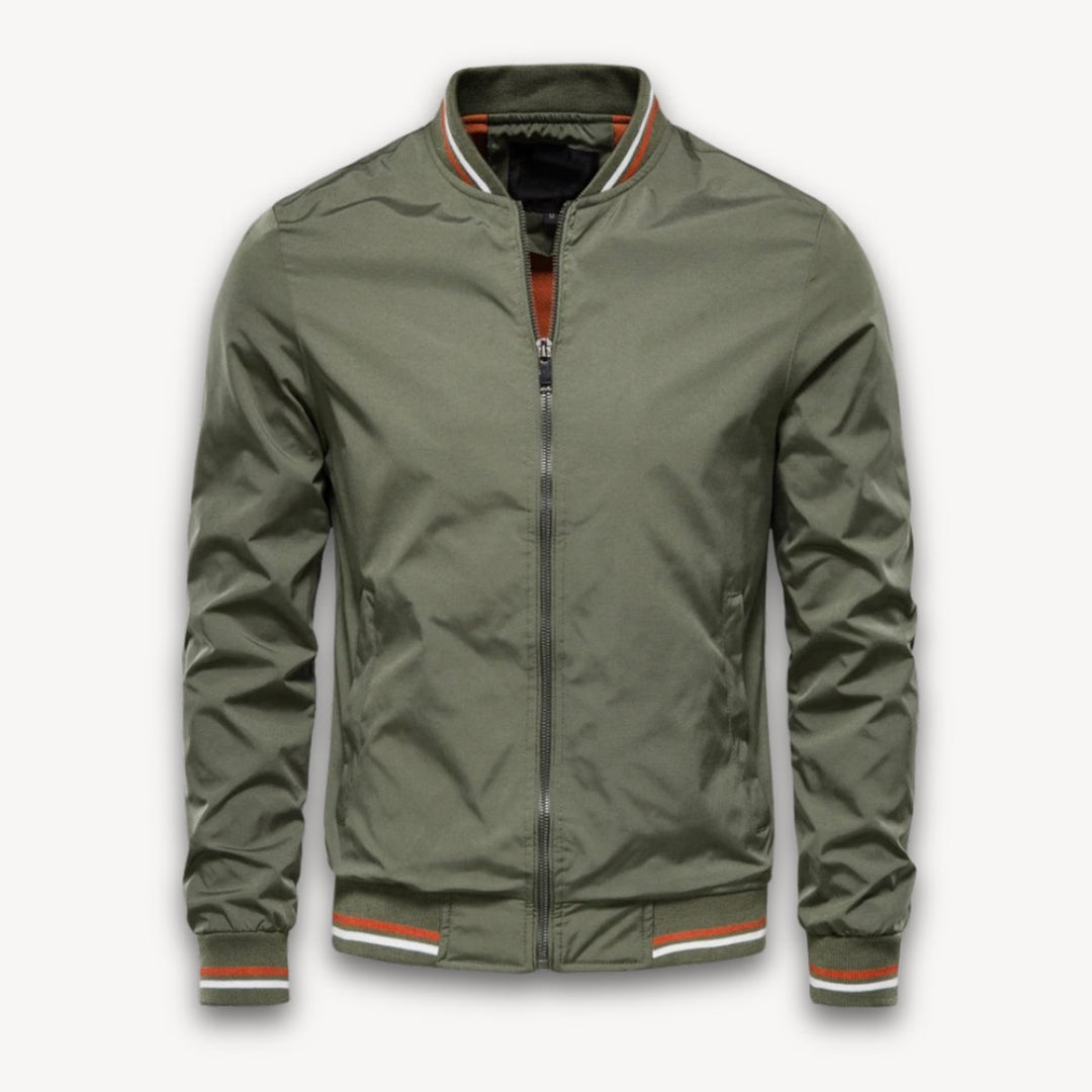 Men's Lightweight Zip-Up Bomber Jacket Windbreaker Ribbed Cuffs