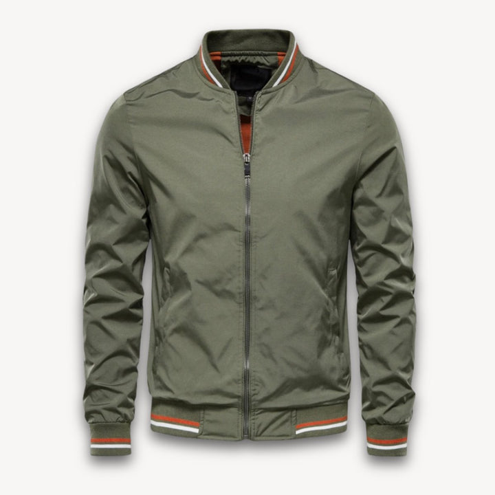 Men's Lightweight Zip-Up Bomber Jacket Windbreaker Ribbed Cuffs