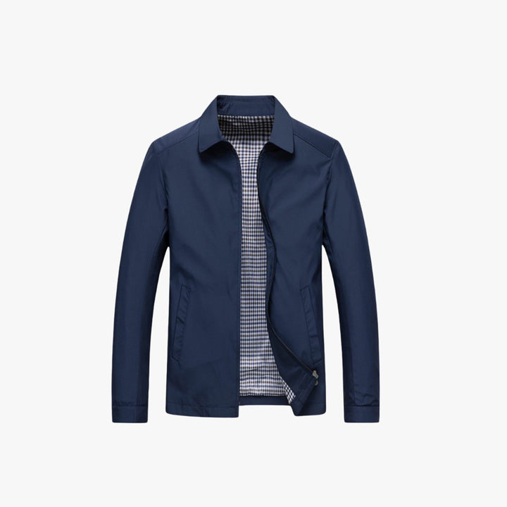 Mens Lightweight Zip-Up Windbreaker Jacket Gingham Lined