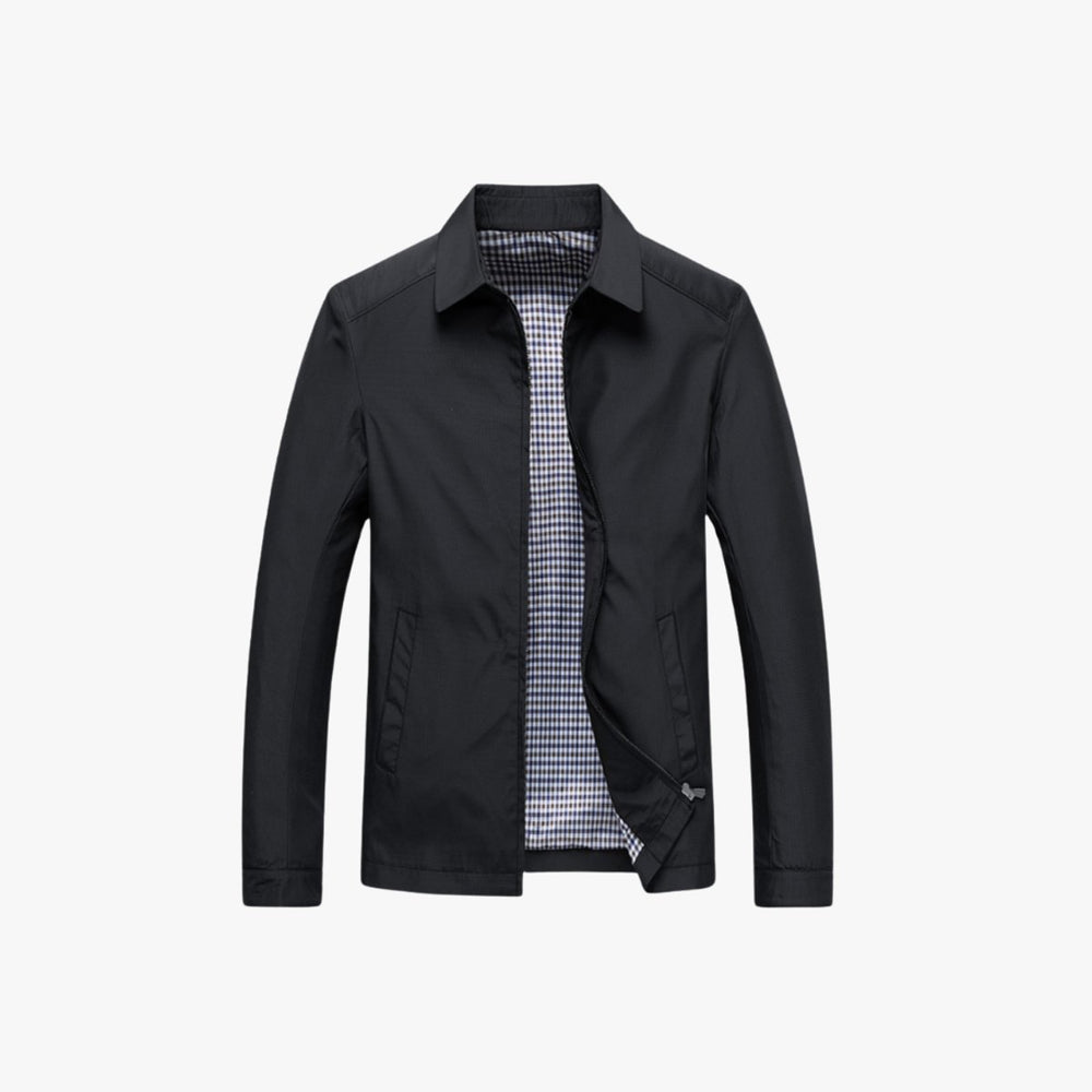 Mens Lightweight Zip-Up Windbreaker Jacket Gingham Lined