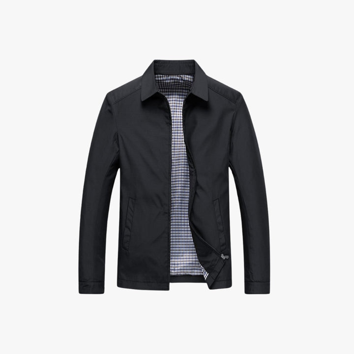 Mens Lightweight Zip-Up Windbreaker Jacket Gingham Lined