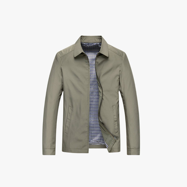 Mens Lightweight Zip-Up Windbreaker Jacket Gingham Lined