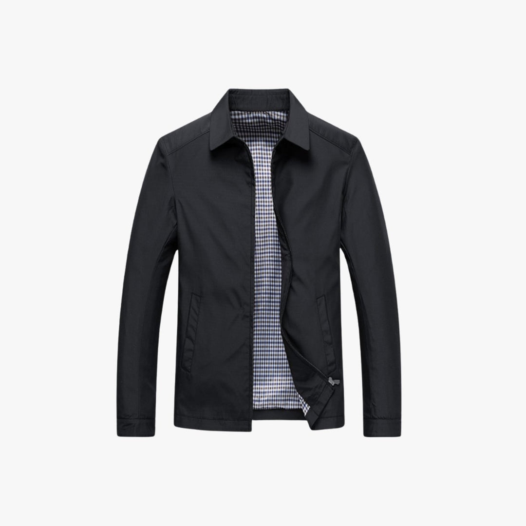 Mens Lightweight Zip-Up Windbreaker Jacket Gingham Lined