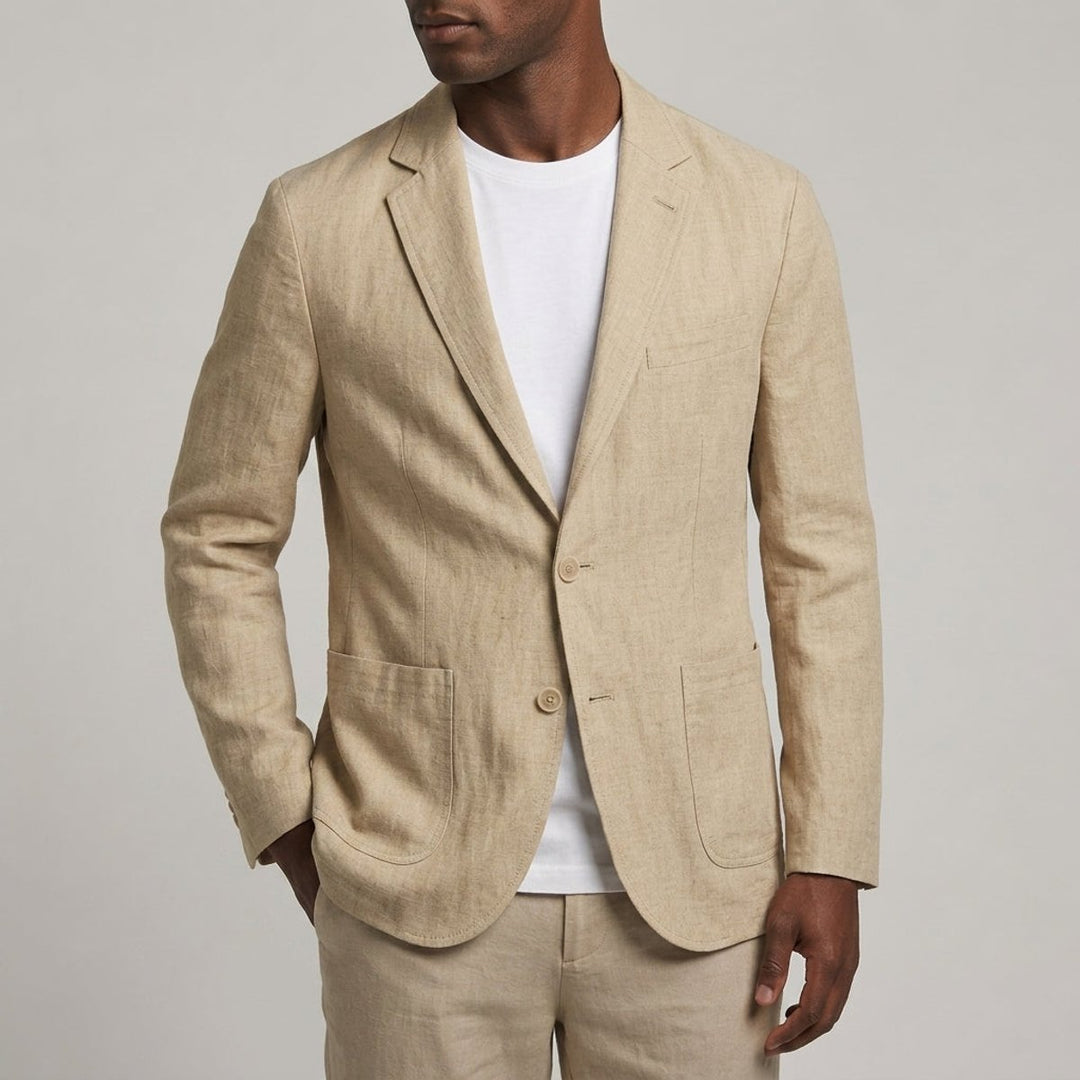 Men's Linen Tailored Jacket Smart Casual Blazer Coat