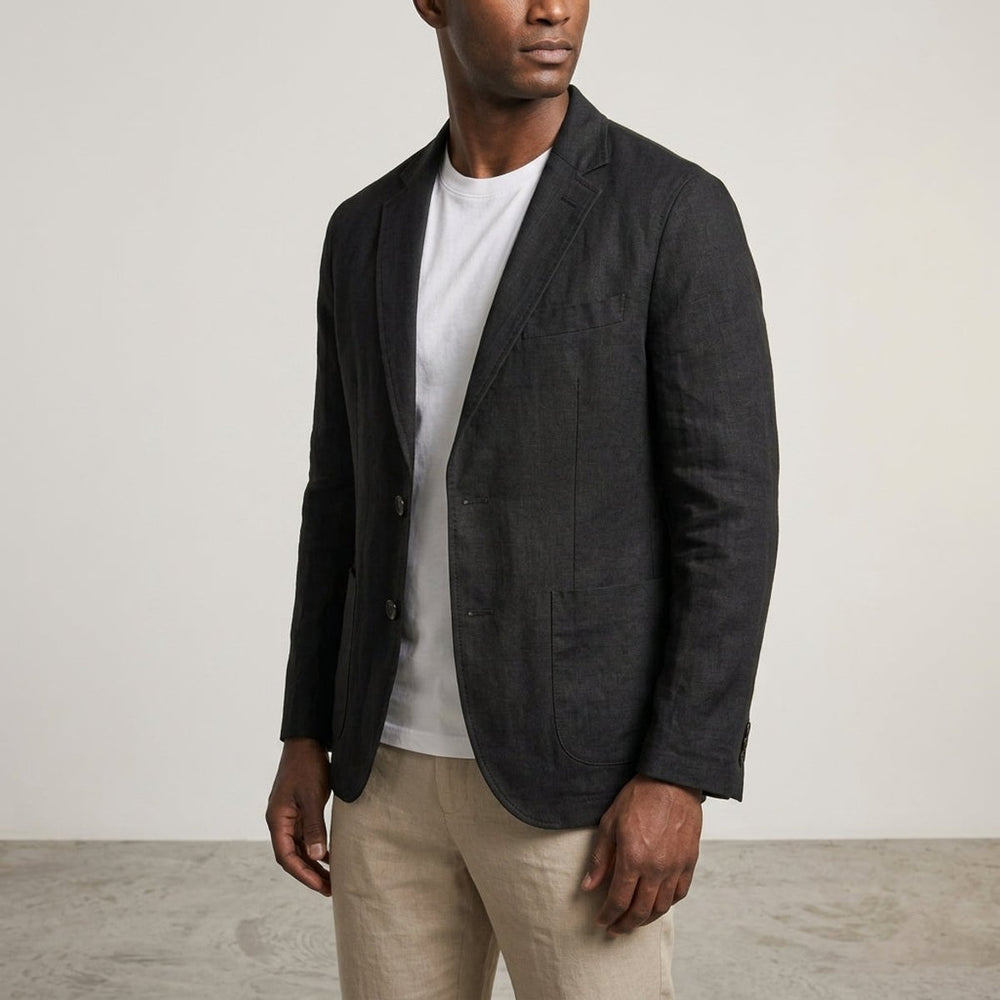 Men's Linen Tailored Jacket Smart Casual Blazer Coat
