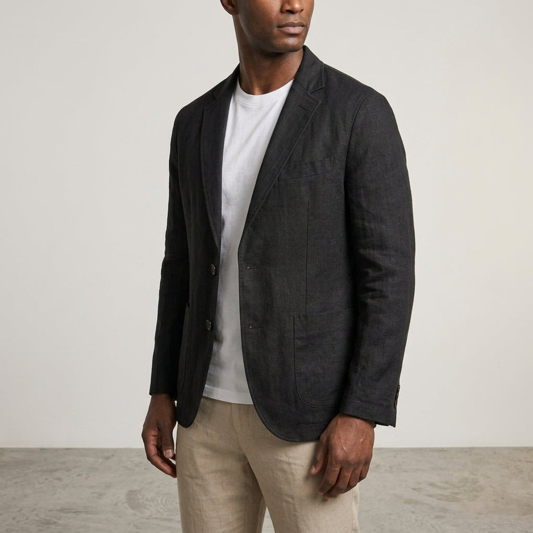 Men's Linen Tailored Jacket Smart Casual Blazer Coat