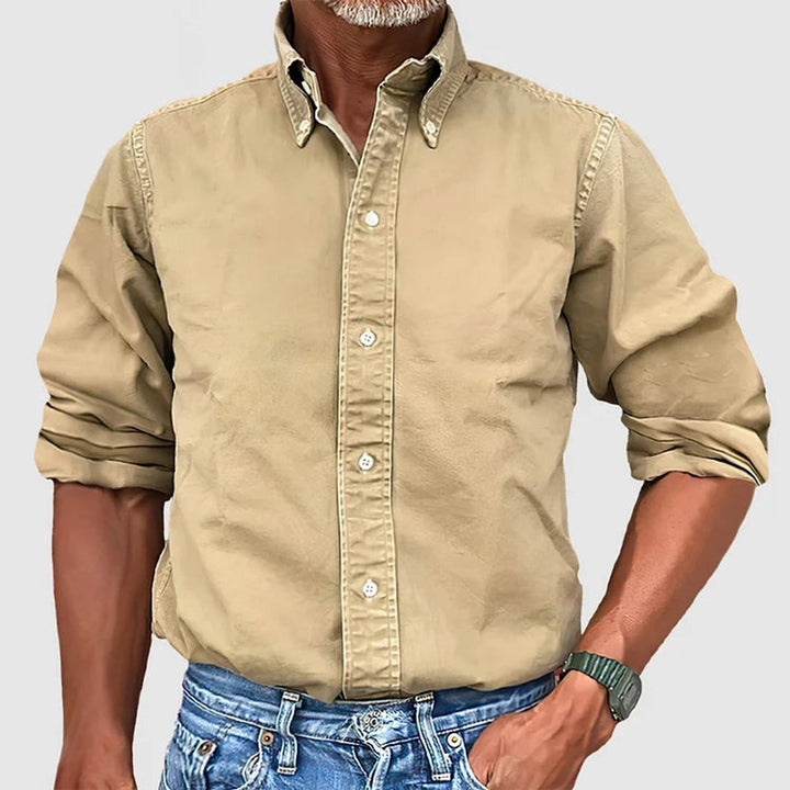 Men's Long-Sleeve Button-Down Regular-Fit Cotton Shirt