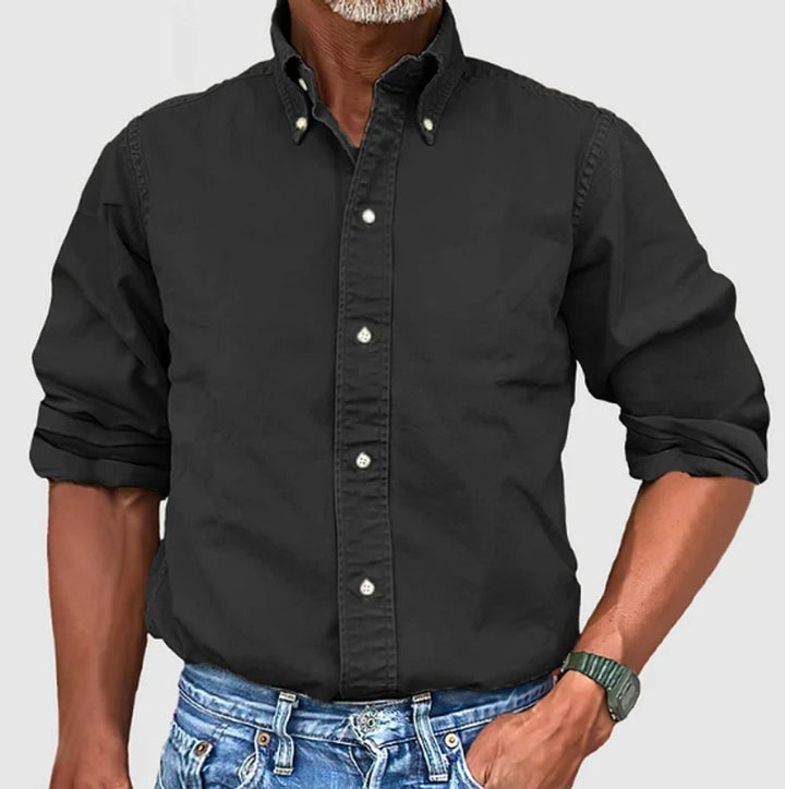 Men's Long-Sleeve Button-Down Regular-Fit Cotton Shirt