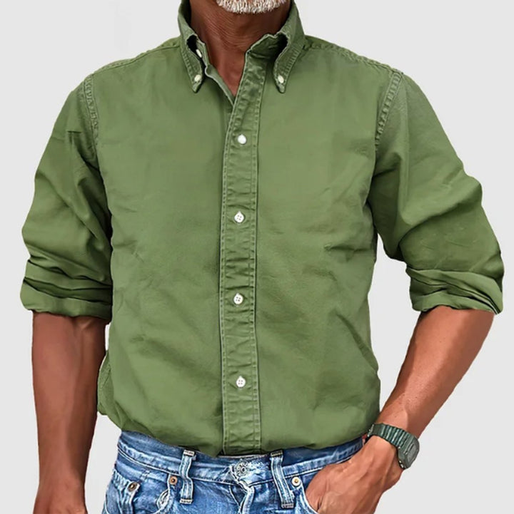 Men's Long-Sleeve Button-Down Regular-Fit Cotton Shirt