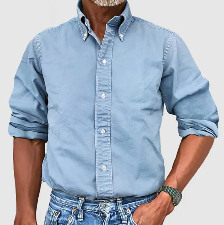 Men's Long-Sleeve Button-Down Regular-Fit Cotton Shirt