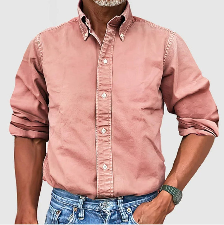 Men's Long-Sleeve Button-Down Regular-Fit Cotton Shirt