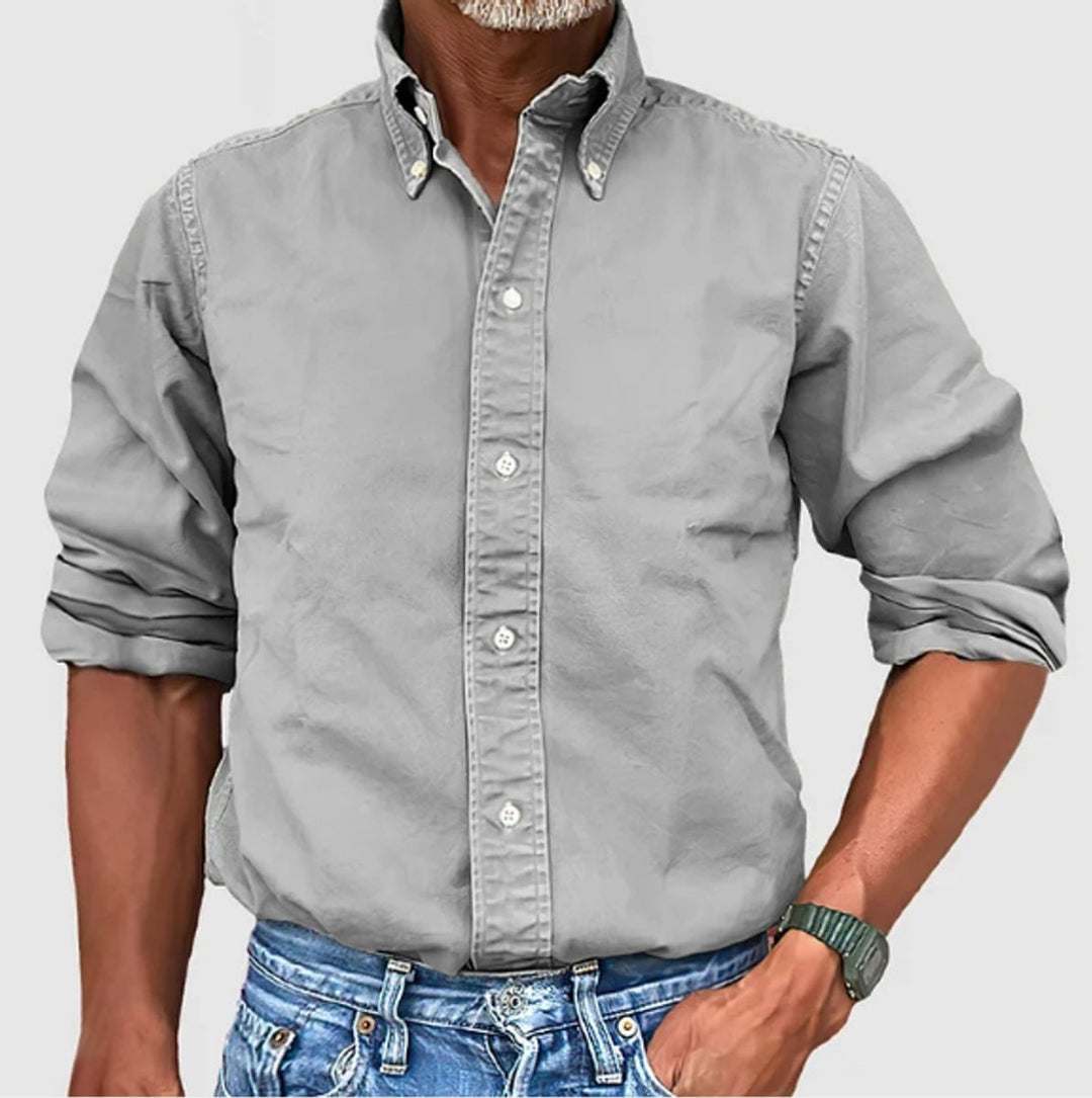 Men's Long-Sleeve Button-Down Regular-Fit Cotton Shirt
